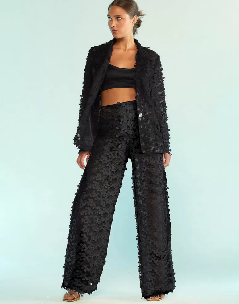 Cynthia Rowley 3D Embroidered Tulle Pants