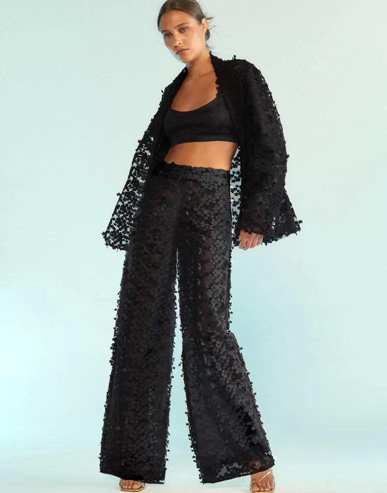 Cynthia Rowley 3D Embroidered Tulle Pants