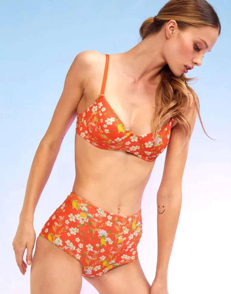 Cynthia Rowley Blossom Neoprene High-Waisted Bikini Bottom