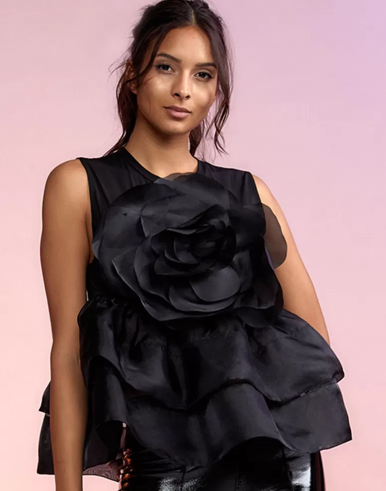 Cynthia Rowley Chloe Organza Flower Top