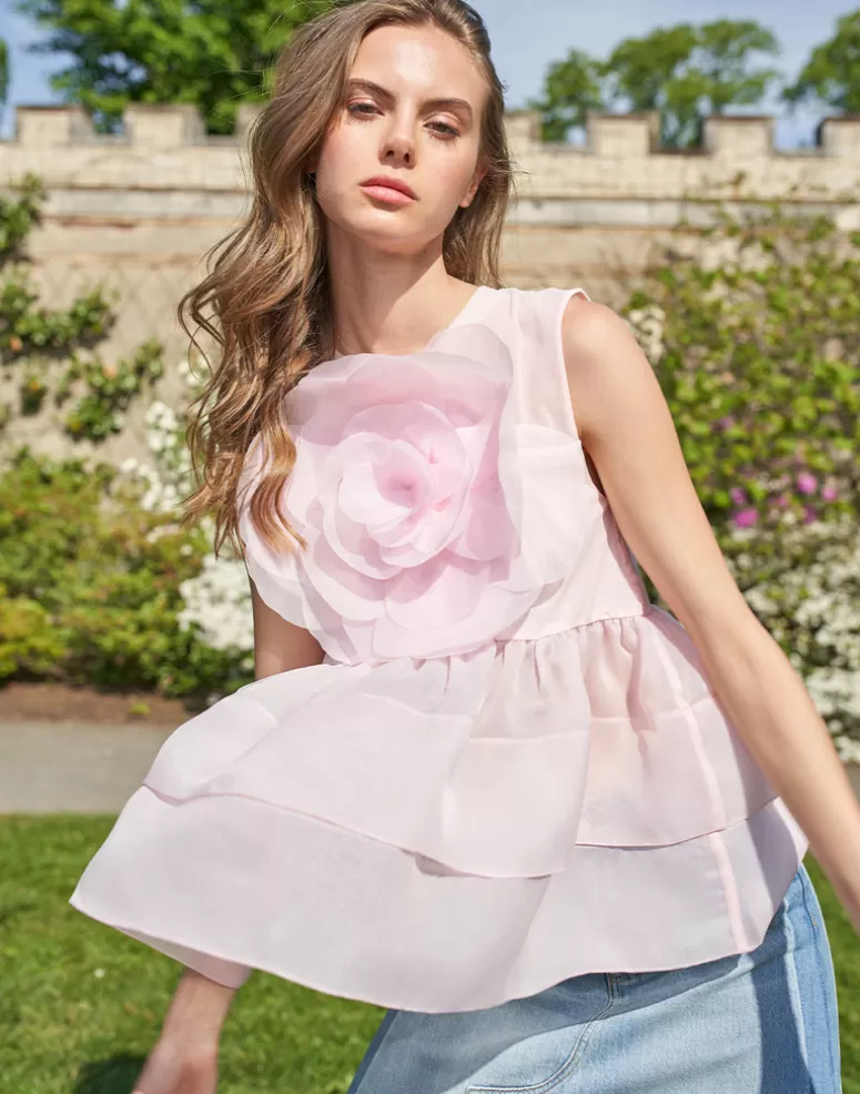 Cynthia Rowley Chloe Organza Flower Top