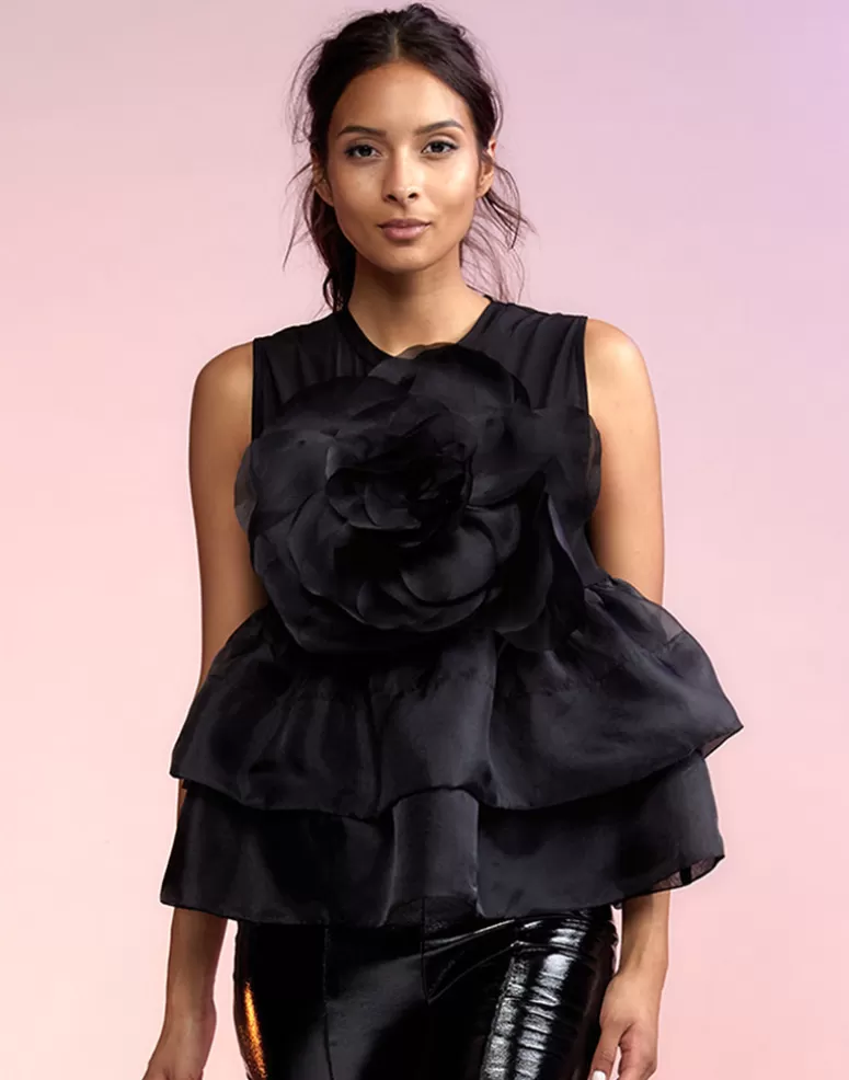 Cynthia Rowley Chloe Organza Flower Top