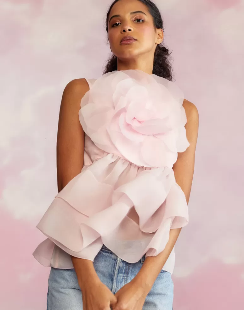 Cynthia Rowley Chloe Organza Flower Top