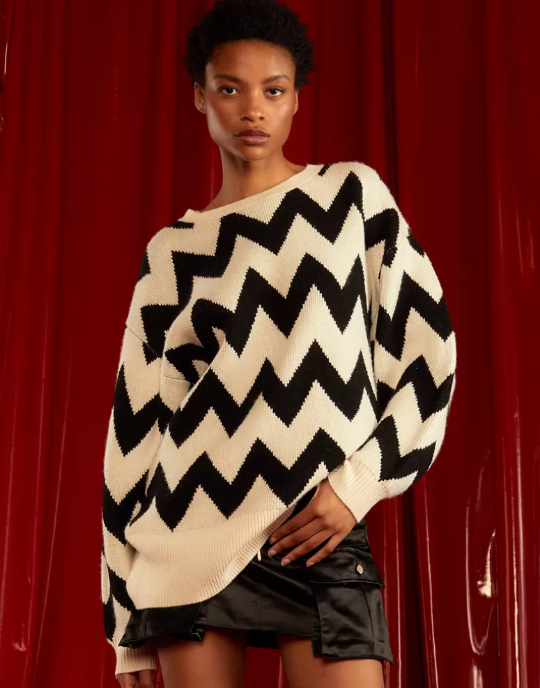 Cynthia Rowley Chunky Chevron Sweater