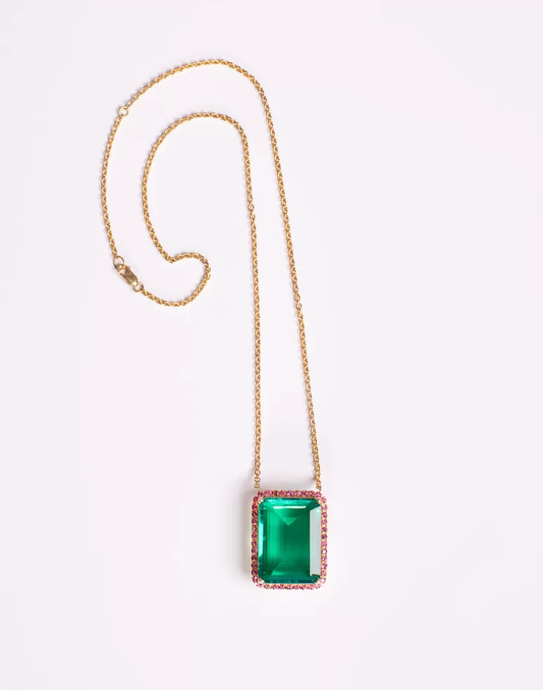 Cynthia Rowley Green Topaz And Pink Tourmaline Pendant