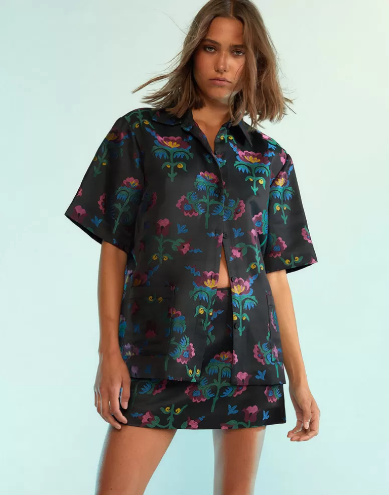 Cynthia Rowley Harper Jacquard Camp Shirt