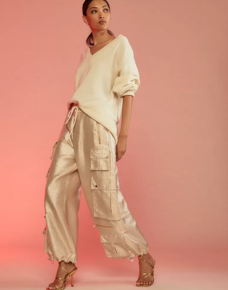 Cynthia Rowley Metallic Cargo Pants