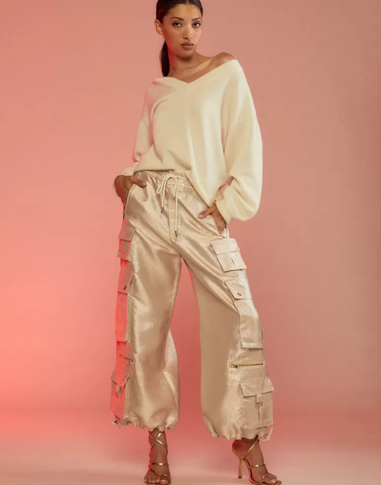 Cynthia Rowley Metallic Cargo Pants