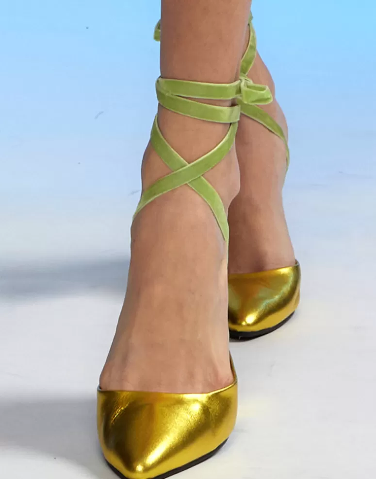 Cynthia Rowley Metallic Ribbon Wedge