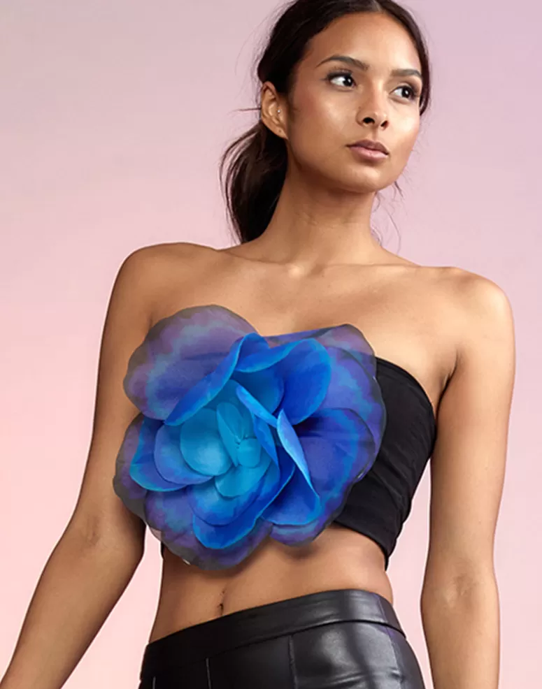 Cynthia Rowley Organza Flower Bandeau Top