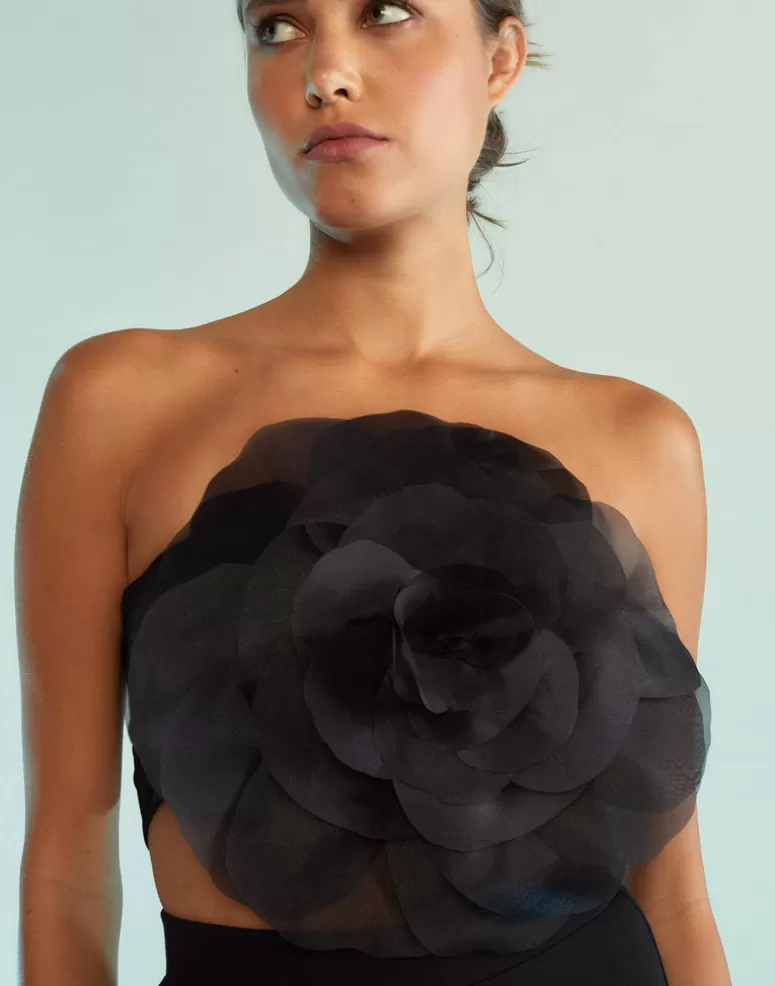 Cynthia Rowley Organza Flower Bandeau Top