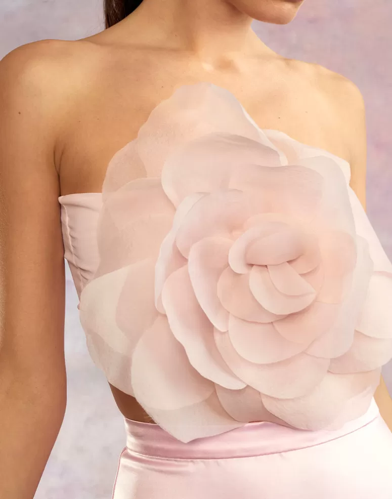 Cynthia Rowley Organza Flower Bandeau Top