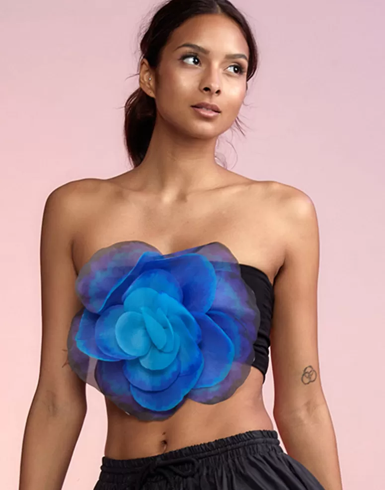 Cynthia Rowley Organza Flower Bandeau Top