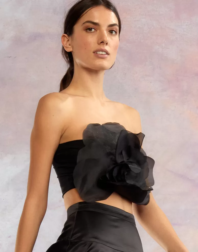 Cynthia Rowley Organza Flower Bandeau Top