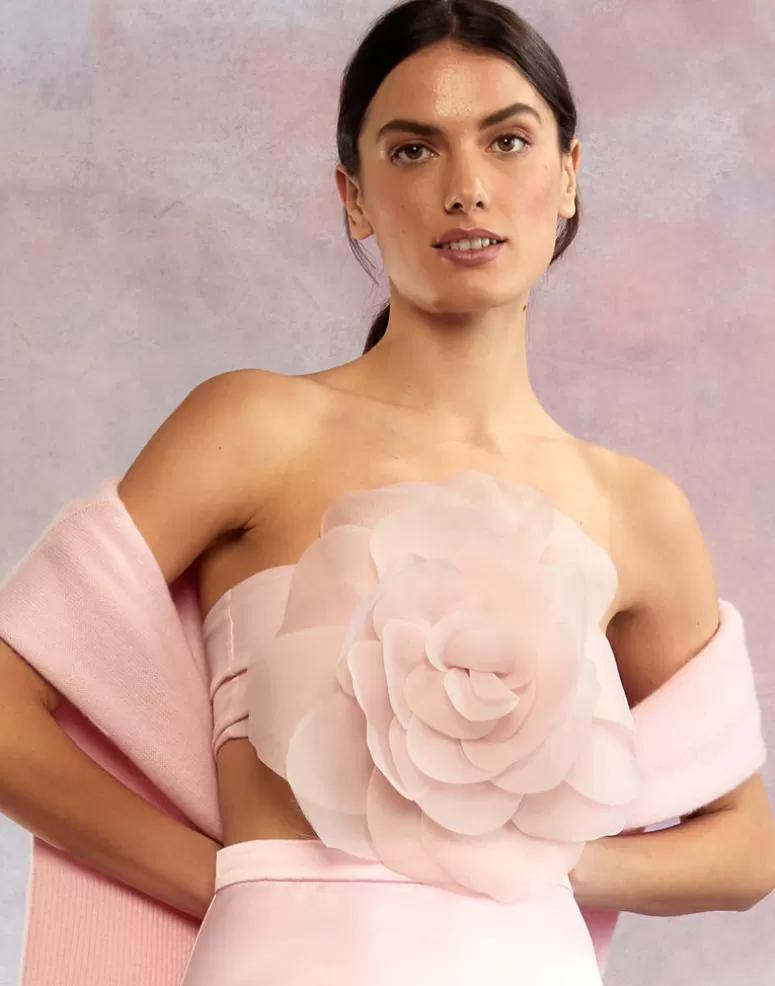 Cynthia Rowley Organza Flower Bandeau Top