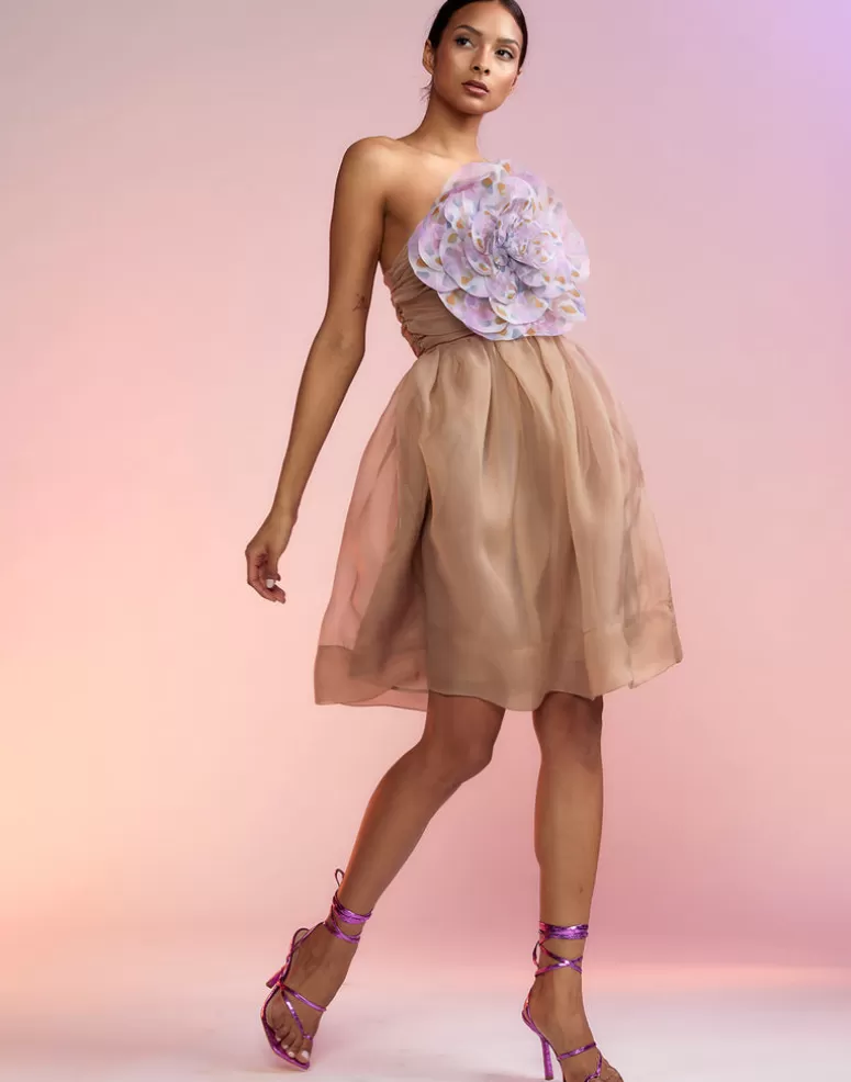 Cynthia Rowley Organza Flower Strapless Dress