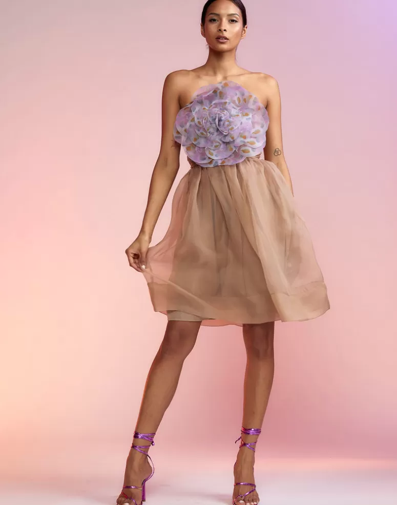 Cynthia Rowley Organza Flower Strapless Dress