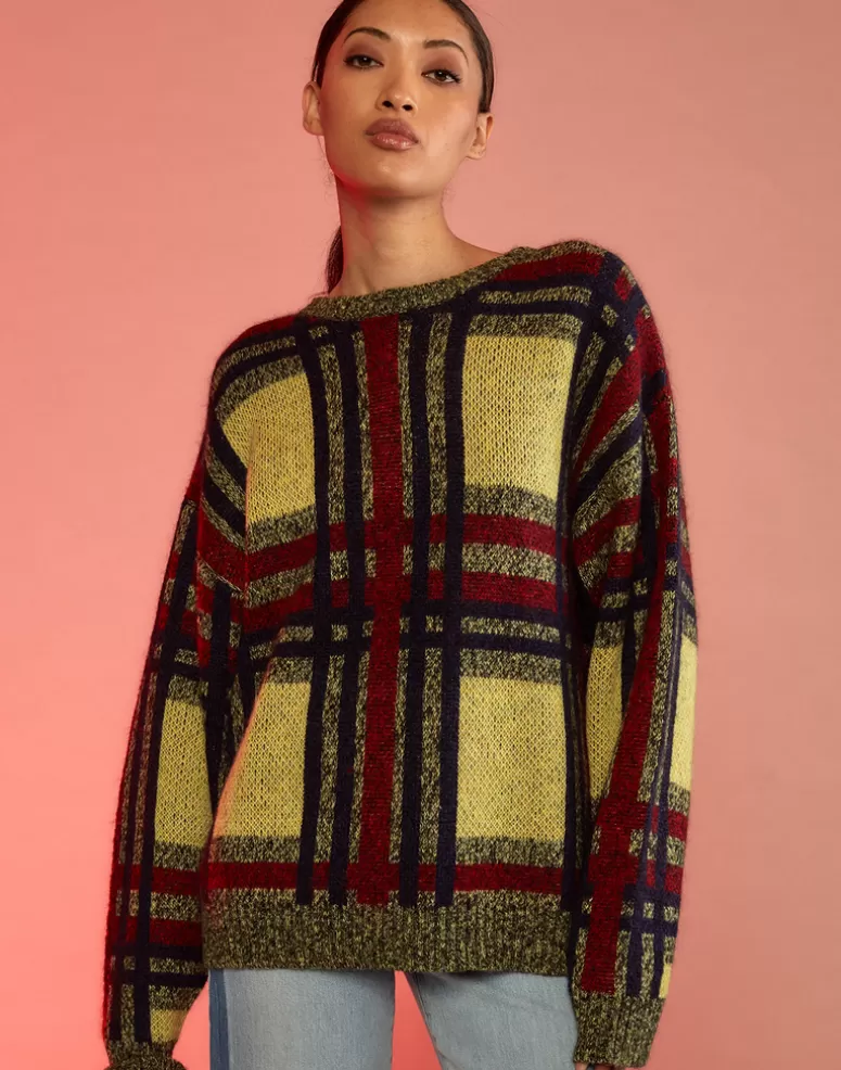 Cynthia Rowley Plaid Mohair Sweater