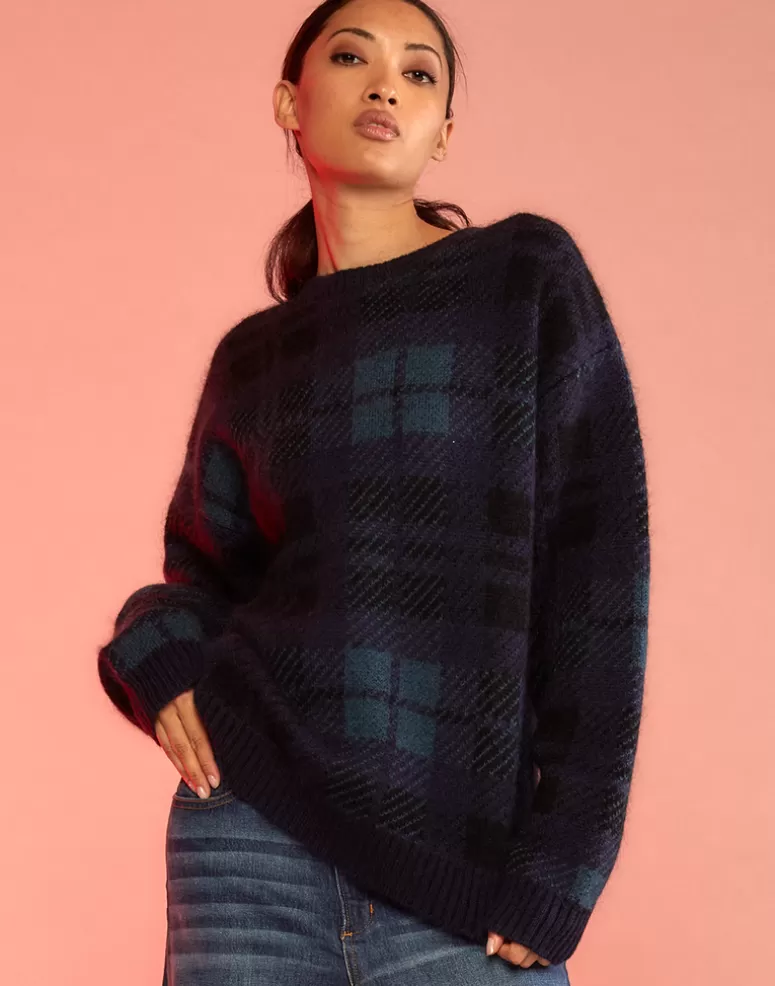 Cynthia Rowley Plaid Mohair Sweater