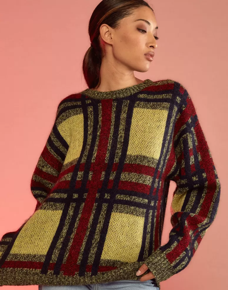 Cynthia Rowley Plaid Mohair Sweater