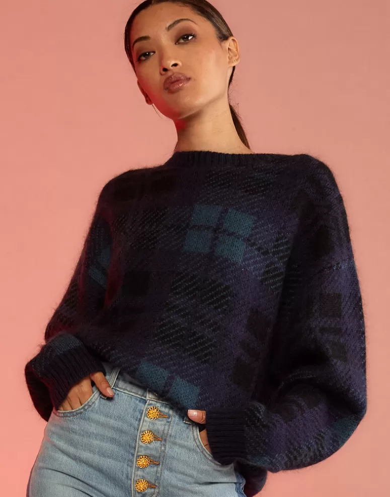 Cynthia Rowley Plaid Mohair Sweater