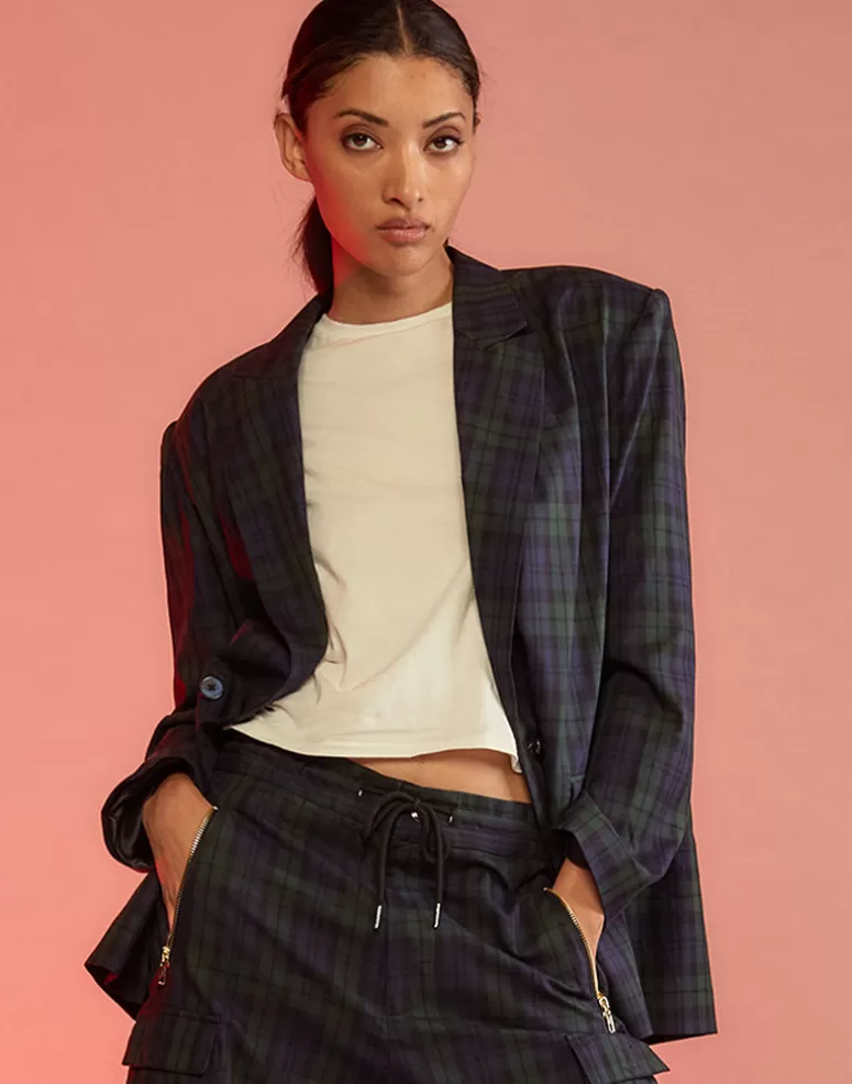 Cynthia Rowley Plaid Oversized Blazer