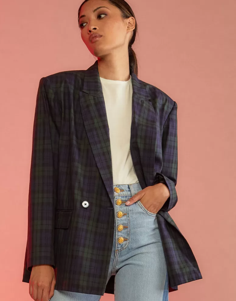 Cynthia Rowley Plaid Oversized Blazer